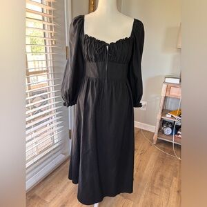 NWT Petal & Pup black Victorian style long sleeve dress 100% cotton Size 6